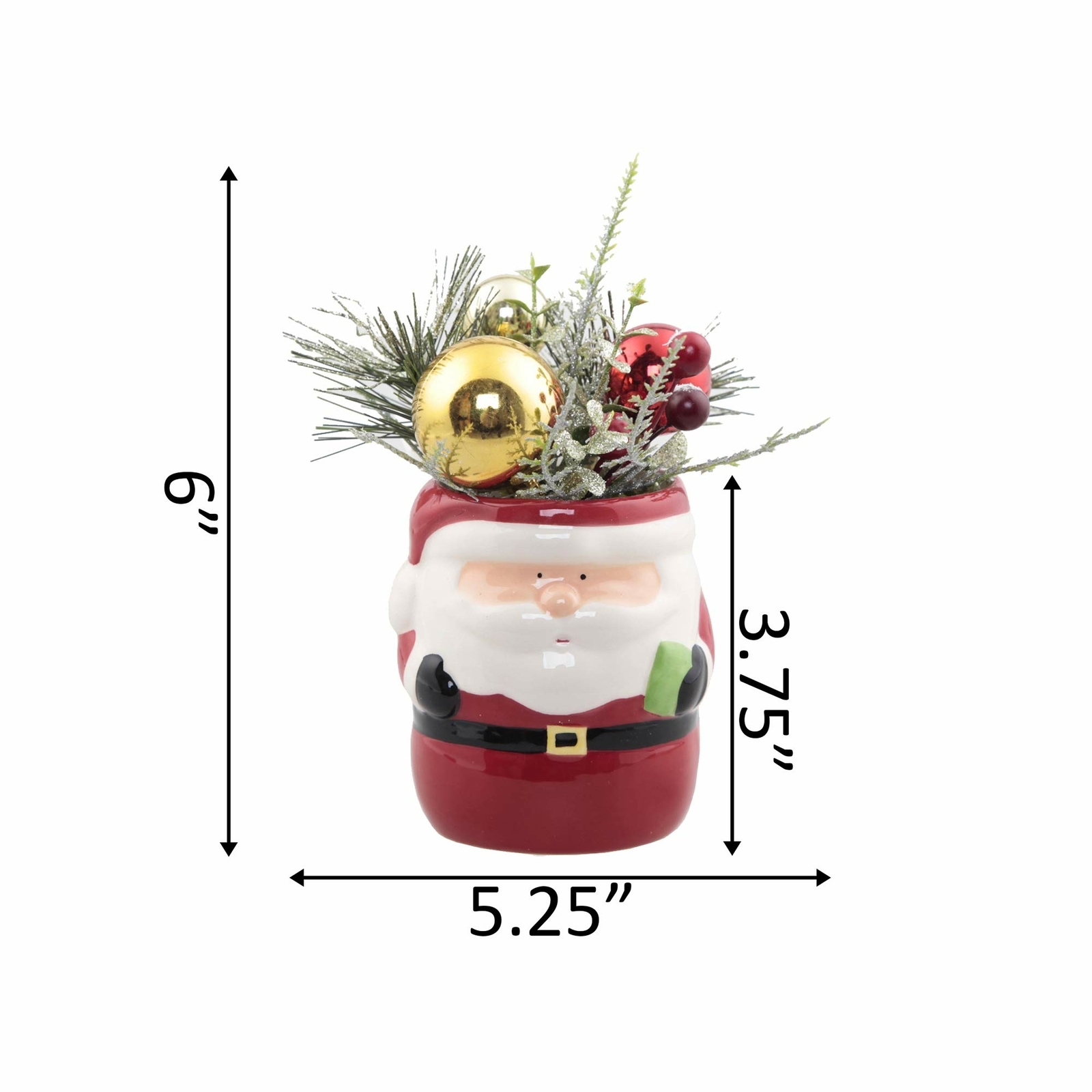 Flora Bunda Artificial Plant Holiday Mix in Ceramic Traditional Santa Pot