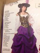 Charades Village Wench Costume Adult Small Gathered Skirt Marie Antoinette New