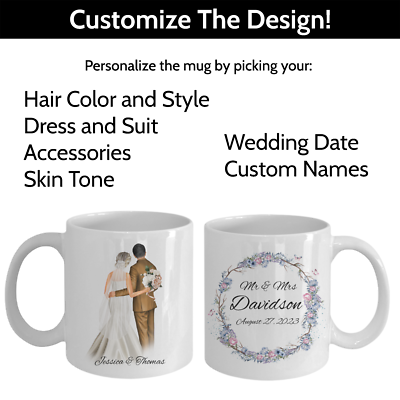 Custom Newlywed Wedding Day Gift For Couple Coffee Mug Bride Groom Bridal  Shower | eBay