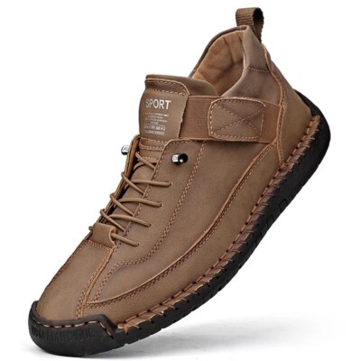 Men Handmade Casual Shoes Breathable High Top Sneakers Lace-up Loafers Sneakers
