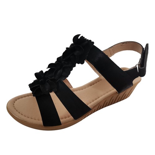Ladies Sandals Summer Wedge Women Hollow Out Open Toe Flat Low Heel Shoes Beach - Picture 3 of 15