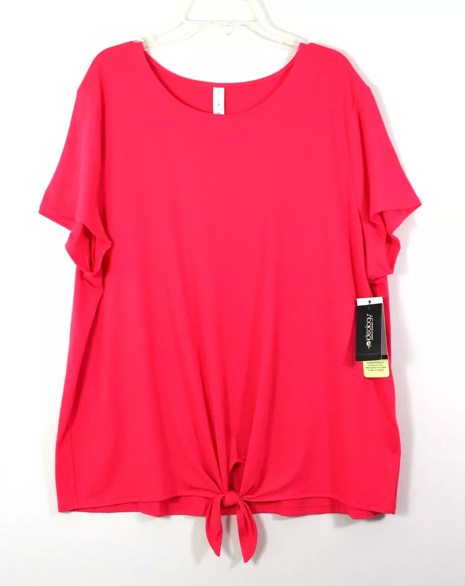 IDEOLOGY Tie Front Activewear Top Size XXL Watermelon Pop Retail $24.50