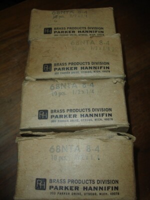Parker 68NTA 8-4 Male Connector 1/2 X 1/4 In. NOS - 36 plus extra nuts/ferrules