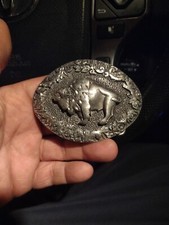 Vintage ege 1993 Buffalo Bison Pewter Men's Belt Buckle Made In USA Collectible