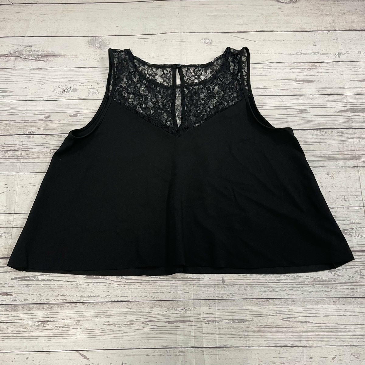 Express Black Lace Crop Tank Top Women's Size Large New