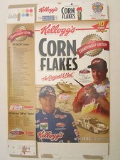 Kellogg's Cereal Box 18 oz CORN FLAKES 2001 Clark Wendlandt CHAMPIONSHIP Labonte