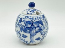 VINTAGE CHINESISCHER KERAMIK BLAU UND WEISS SENF GEW&Uuml;RZTOPF