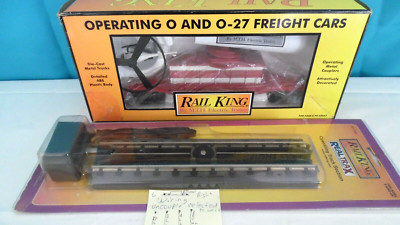 MTH 30-7942 RED CROSS FLATCAR w/Operating Helicopter & 40-1008 Uncoupling Track