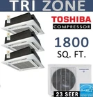 36000 BTU Ductless Mini Split Air Conditioner Heat Pump: 12000 x 3 Cassettes