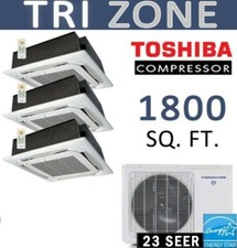 36000 BTU Ductless Mini Split Air Conditioner Heat Pump: 12000 x 3 Cassettes