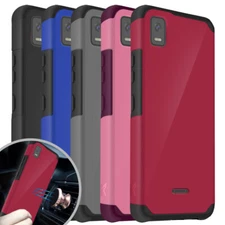 For Cricket Debut Smart Phone Case Mount Friendly Dual Layer Hard Hybrid Cover