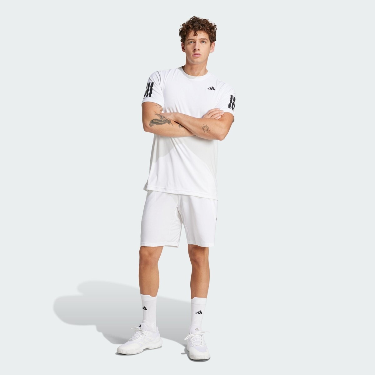 adidas Club 3-Stripes Tennis Shorts Mens White ClimaCool 9