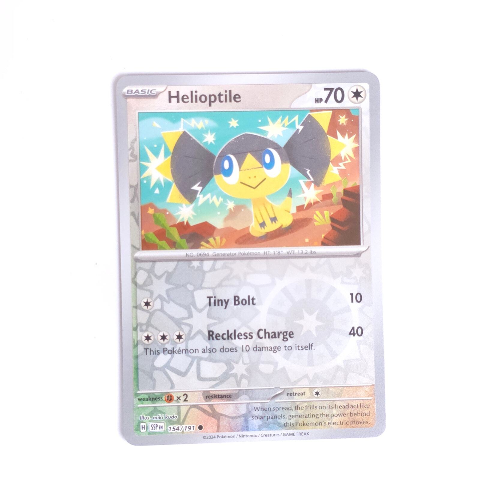 Helioptile 154/191 Pokemon SV08: Surging Sparks Common Reverse Holo NM