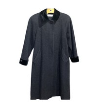 Vtg Evan Picone Petites Gray Wool Cashmere Blend Long Dress Coat USA Made