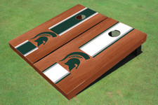 Michigan State University Rosewood Alternating Long Stripe Cornhole Boards