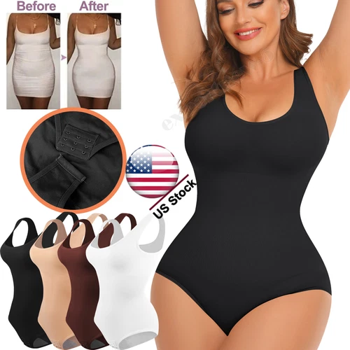 Plus Size Bodysuit Shapewear Tummy Control Body Shaper Women Body Suit - Picture 1 of 24