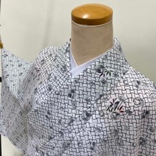 Japanese Kimono Komon for summer cool hitoe Polyester Free Shipping L size 3941