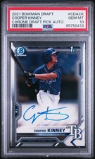 2021 BOWMAN DRAFT CHROME DRAFT PICK AUTOGRAPHS COOPER KINNEY CDACK PSA GEM MT 10