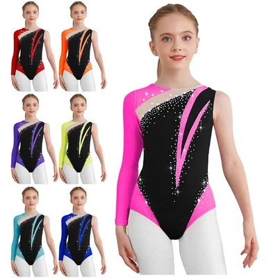 CHICTRY Mädchen Turnanzug Glitzer Gymnastikanzug Strass Gymnastik Leotard Ballettanzug