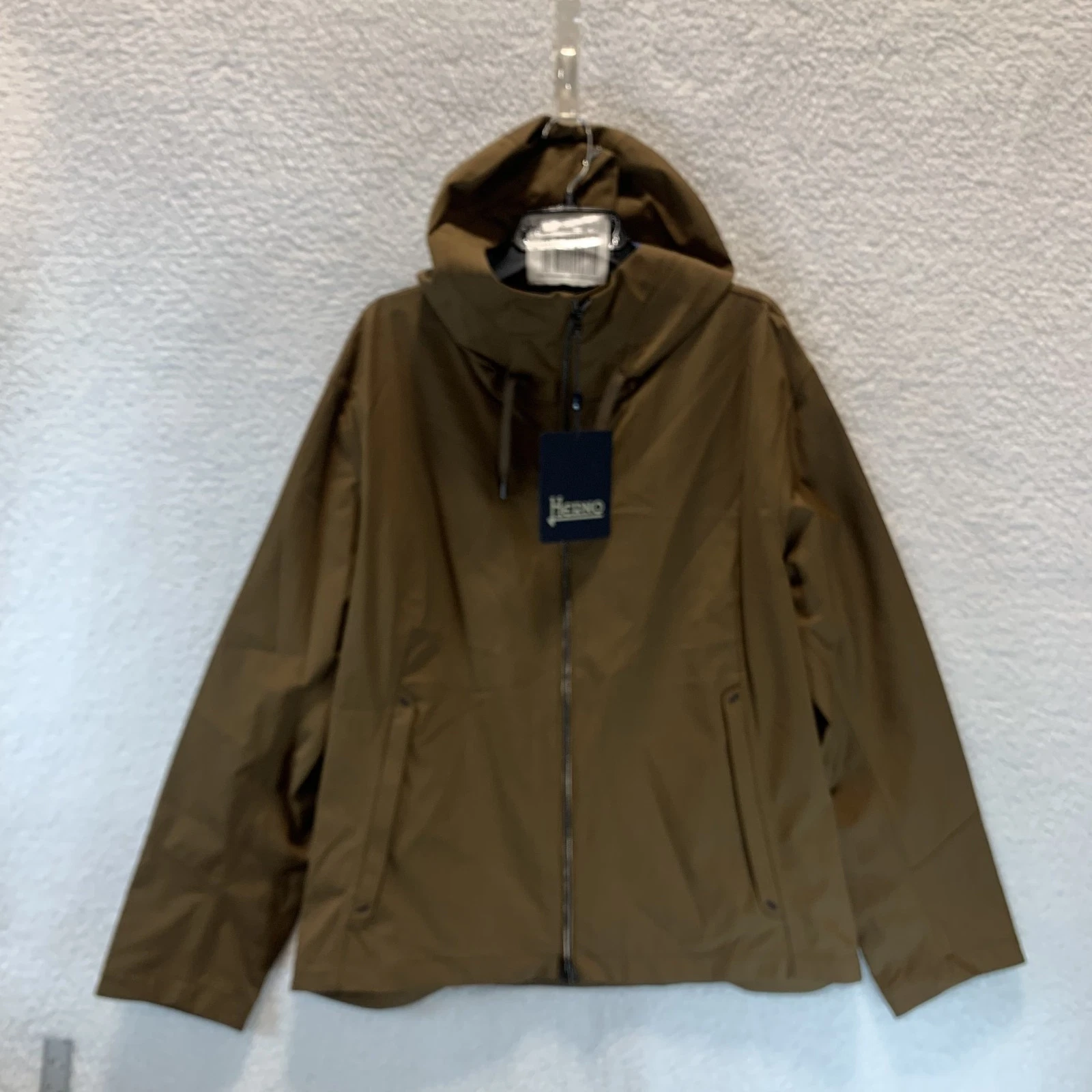 Herno Men's Jacket Loro Piana Storm System Rain Coat Brown Hood 50 IT L US Wool