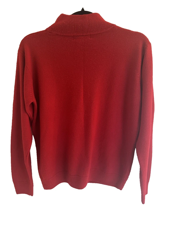 Vtg Women's Sz Med Red Dressbarn Mock Neck Sweater Holiday Christmas Classic - Image 3 of 4