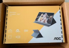(NEW) AOC 16" Portable Monitor FHD 60Hz USB-C IPS Ultra Slim Smart Cover 16T20