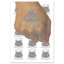 I Am Not Amused Amewsed Cat Temporary Tattoo Water Resistant Fake Body Art Set