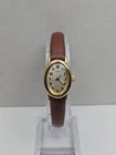 Vintage Timex Cavatina Gold Tone Oval Womens Watch Leather Dainty New Battery
