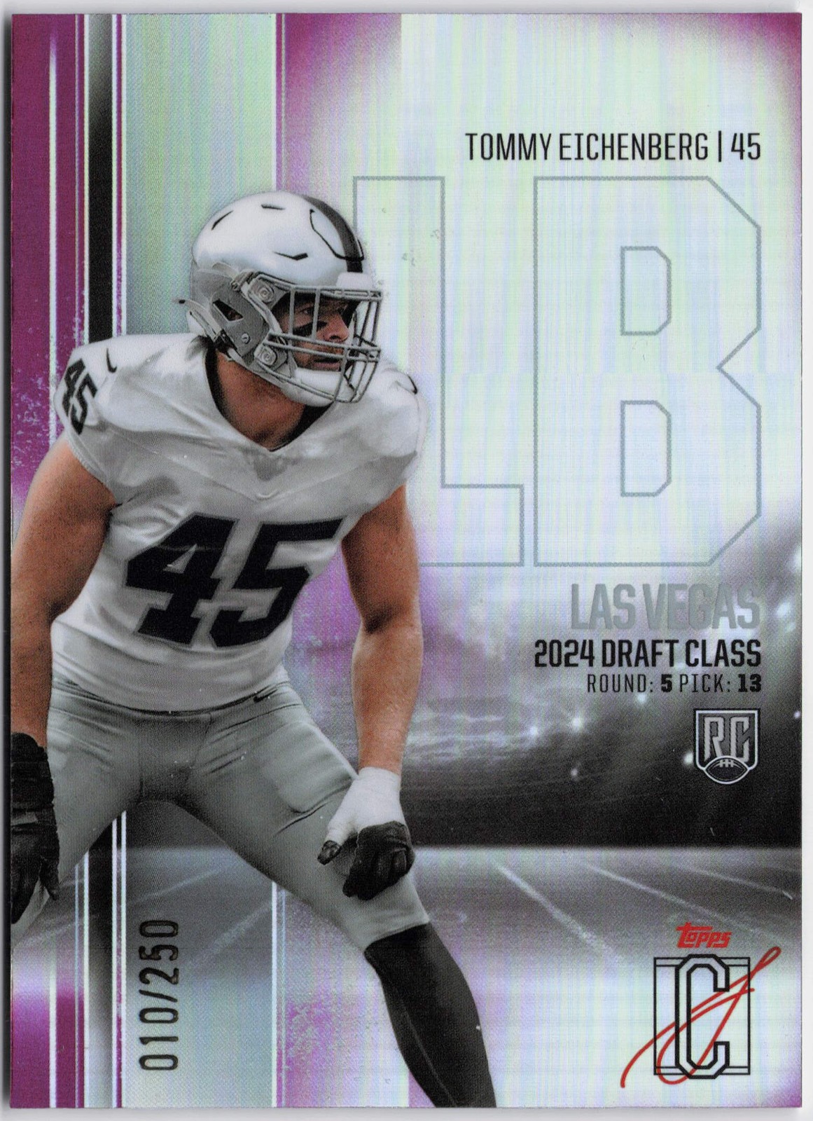 Tommy Eichenberg Topps Signature Class Rookie Class Base Chrome Variation #RCV70 Magenta Refractor