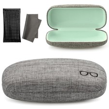 Hard Shell Sunglasses Case, Large Linen Fabric Protective Glasses Case for Me...