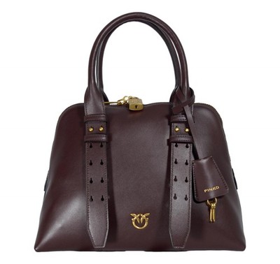 PINKO Women's Bowling Bag Medium Soft Calfskin 105906 LA7Q Mahogany Red