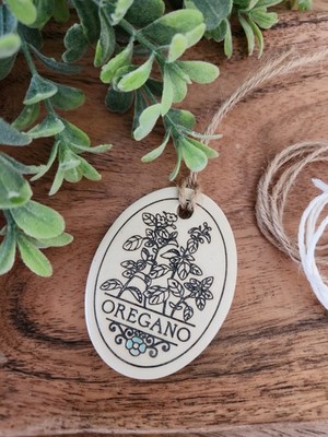 Trinity Pottery Oregano Herb Garden Marker Plant Sign Ceramic Stoneware Tile Tag