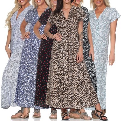 Only Damen Kleid Maxikleid Sommerkleid Kurzarm Viskose ONLNova Life Mollie Long
