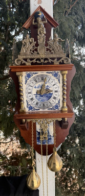 Vintage 1983 Franz Hermle Dutch Zaanse / Zandam Wall Clock LARGE 24'' - SEE VIDEO