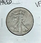 1943-D WALKING LIBERTY SILVER HALF DOLLAR~  VF~NICE COIN~ 90% SILVER