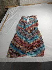 GUESS Women Multicolor Abstract Print Sleeveless Keyhole Dress Rayon Look
