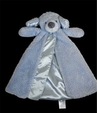 Gund Baby Puppy Dog Fluffey Huggy Buddy Blue Satin Fleece Security Blanket Lovey