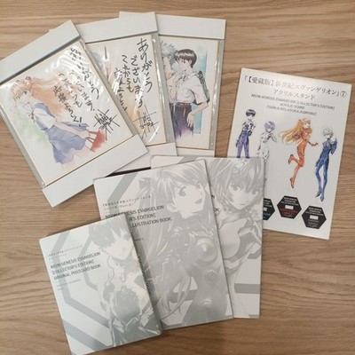 Evangelion Treasured Edition Bonus Set 7pc Acrylic Stand Art Book Postcards