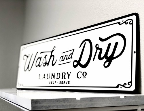 Wash & Dry Laundry Co - Home Decor Wall Sign : White 24" x 7" - 第 4/8 張圖片