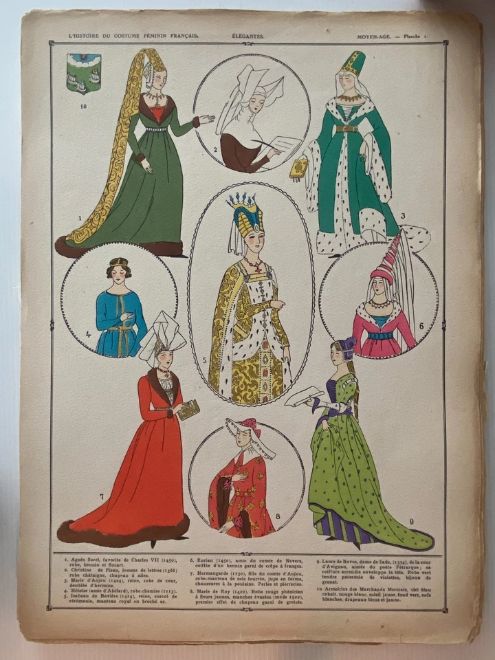 Storia DC Costume Femminile Francese Medioevo 1037 A 1461 - Immagine 3 di 4