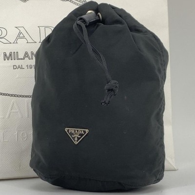 PRADA Kordelzug Handtasche Pochette Pouch Bag-in-Bag Mini Tessuto Nylon Schwa...