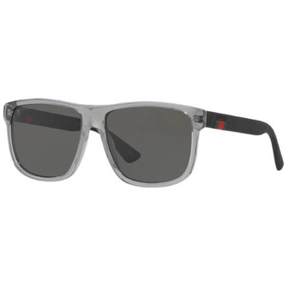 Gucci Men's Sunglasses Black/Silver Square Full Rim Acetate Frame GG0010S 004