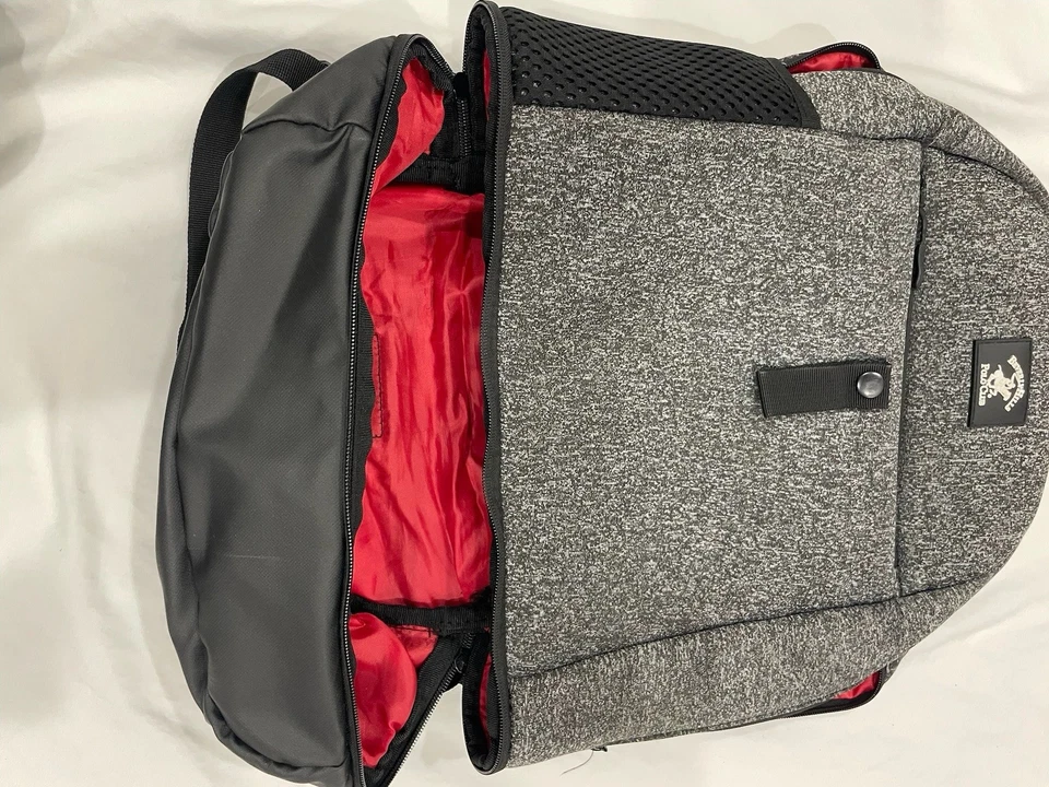 Beverly Hills Polo Club Gray/Black/Red Backpack Used - Image 3 of 4
