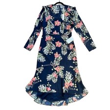 Chelsea 28 Dress Women's Long Blue Floral Tier Size 8 Lined NWT