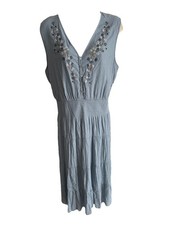 Collections ETC powder blue Dress Fit n Flare v-neck wide elastic waist knee XXL