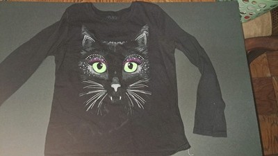 The Childrens Place Kids Size 7/8 Cat Eyes Long Sleeves Teeshirt