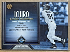 Ichiro Suzuki 2017 HBP Milestone Career Hit #1447 6/15/2007 1/1 Wandy Rodriguez