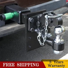 Adjustable Ball Mount Pintle Hook for 2" Receiver, Fits 2.5 to 3 Inch Ring Size