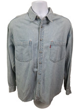 VINTAGE Levi's Denim Shirt LARGE Light Wash Relaxed Button Up Long Sleeve L4S