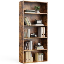 5 Open Shelf Bookcase, Large 53 Inch Tall Display Storage Shelves, Floor Stan...